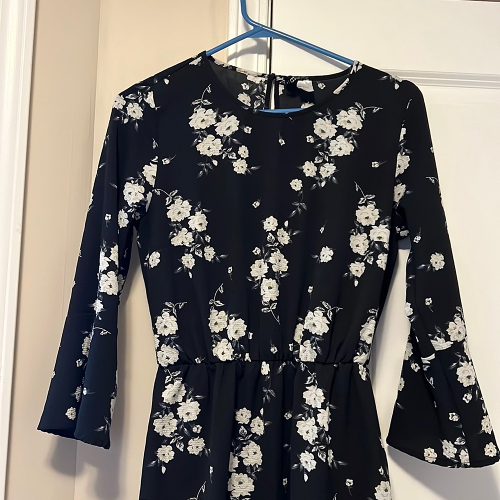 Black and white floral dress
